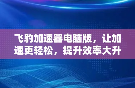 飞豹加速器电脑版,让加速更轻松,提升效率大升!
