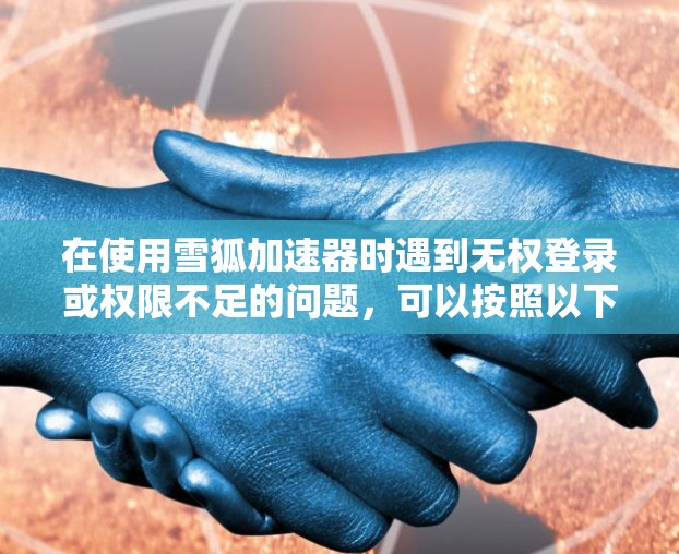 在使用雪狐加速器时遇到无权登录或权限不足的问题,可以按照以下步骤进行