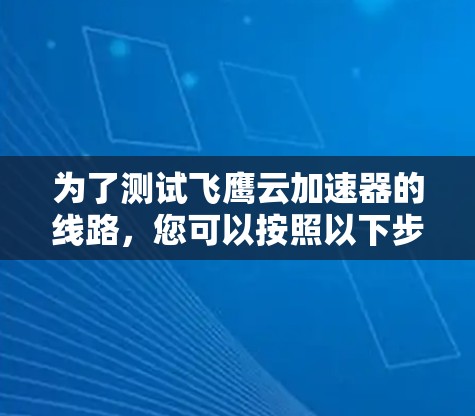 为了测试飞鹰云加速器的线路，您可以按照以下步骤进行